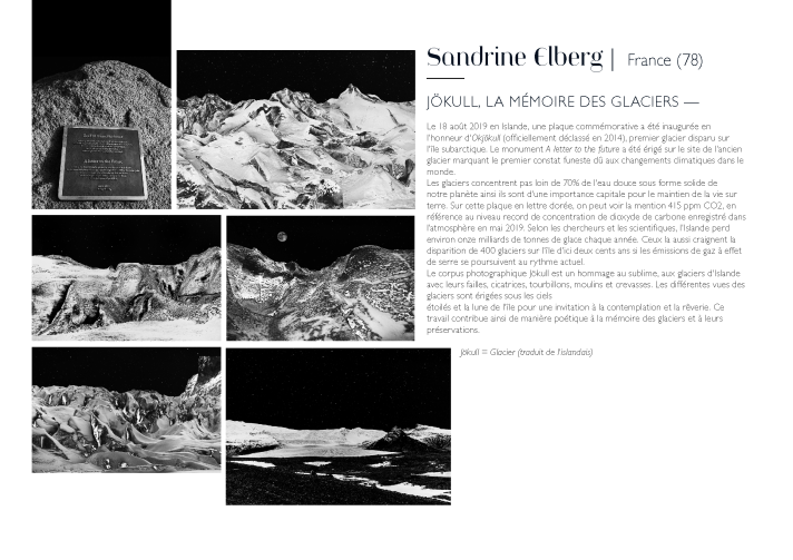 Photographies en noir et blanc de l'artiste Sandrine Elberg sur les glaciers d'Islande