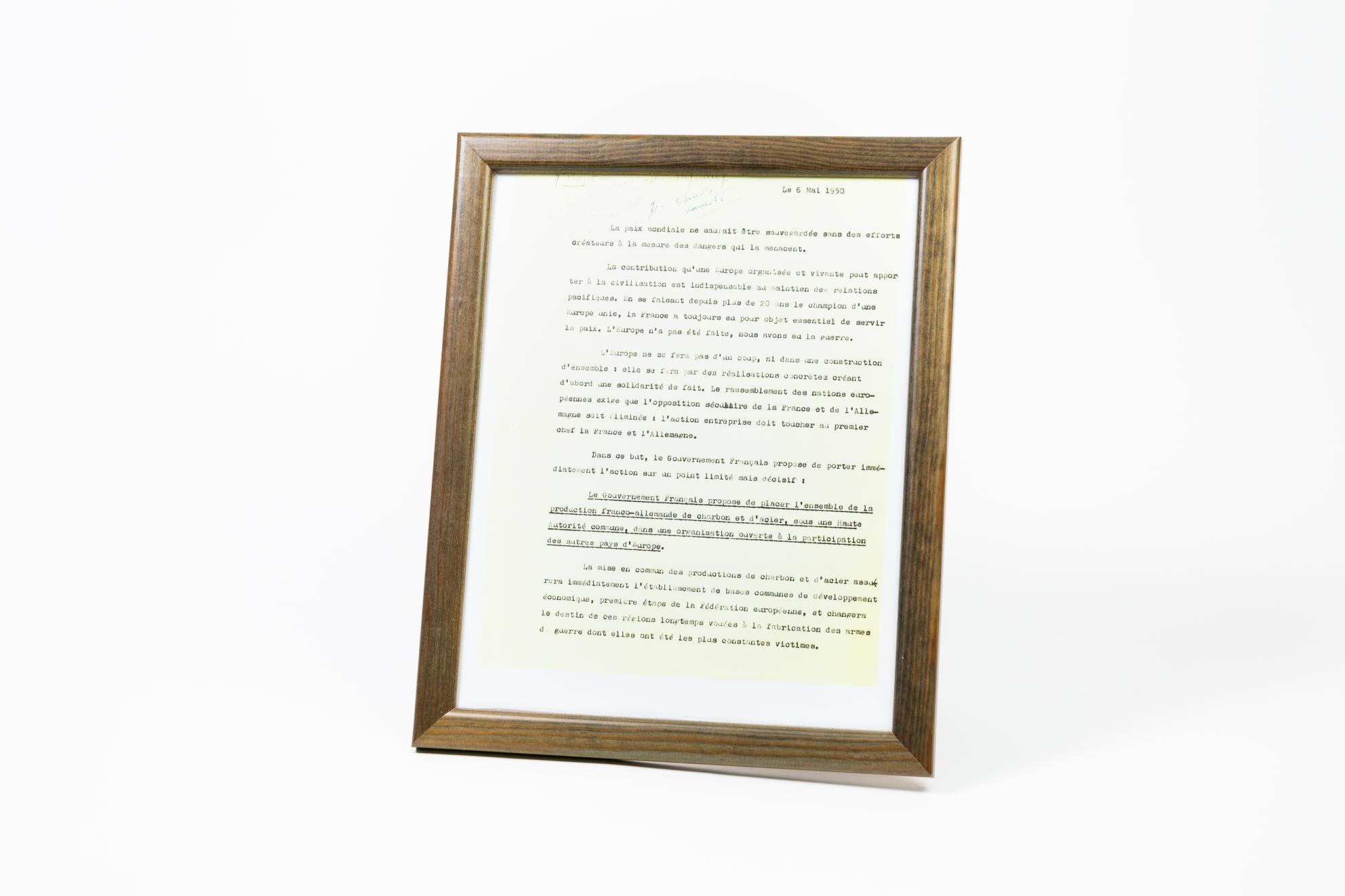 Eerste pagina van de Schuman-verklaring