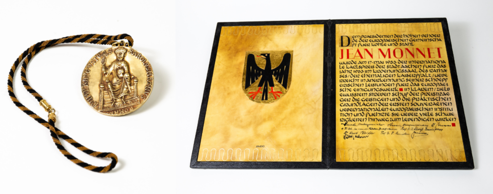 Medaille en diploma van de Karel de Grote-prijs