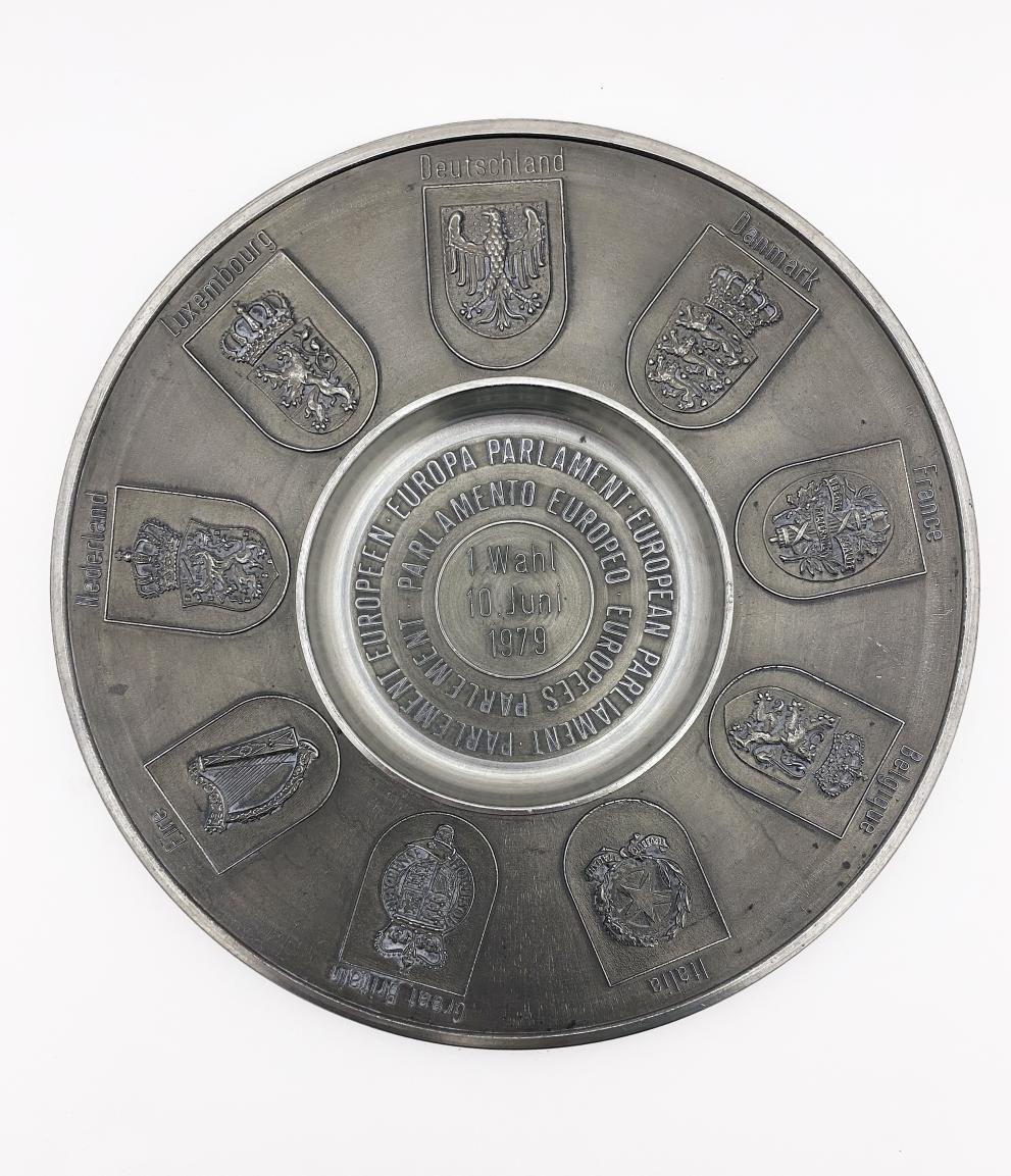 Commemorative pewter dish from the 1979 elections.
