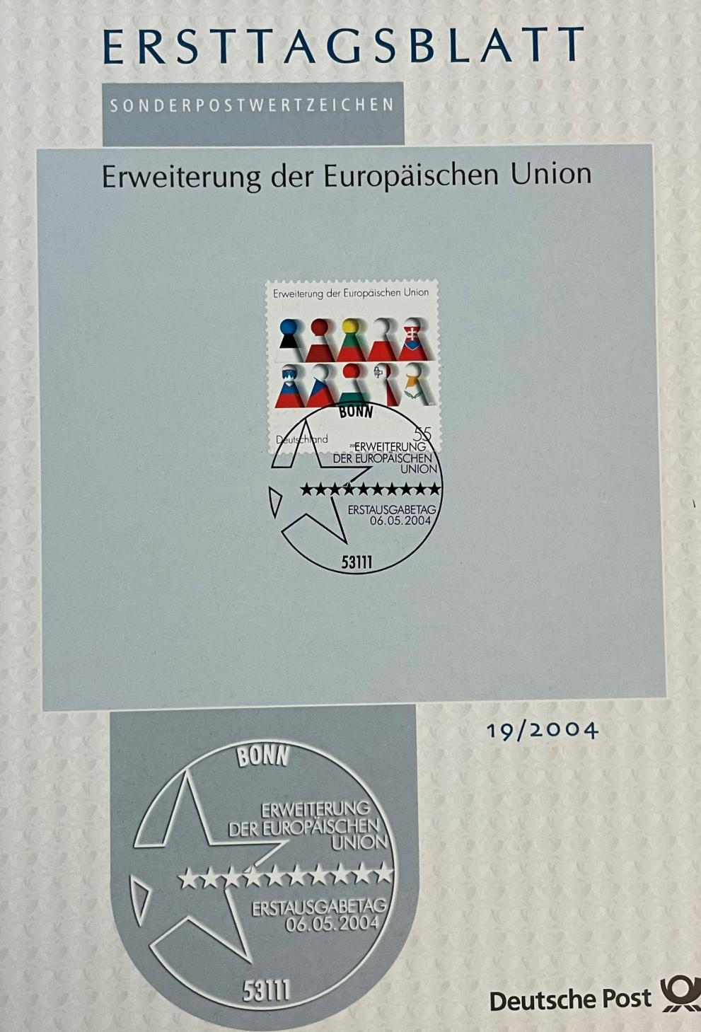First Day of Issue - Commemorative Sheet marking EU Enlargement.